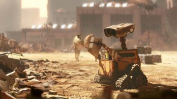 La réplica de felpa de Wall-E en la caricatura de Wall-E