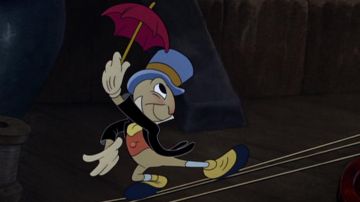 Réplica de felpa de Jiminy Cricket en la caricatura de Pinocho