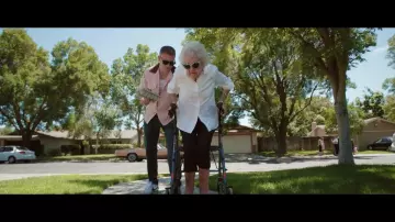 The Nike Cortez black and white Mackemore in her video clip Glorious