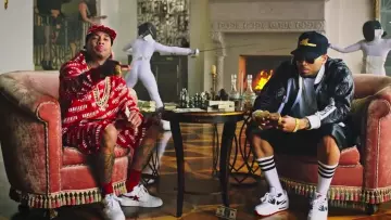 The sneakers Bape Bapesta "Leopard" Red Tyga in the video Ayo Chris Brown