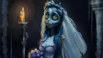 The deguisement of Corpse Bride (Helena Bonham Carter) in the animated film The wedding funeral
