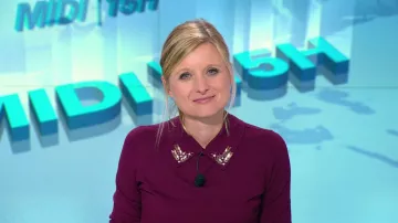 The collar sweater embellished with beads and sequins of Karine De Menonville in The midi/15h of the 18/09/2017 on BFMtv