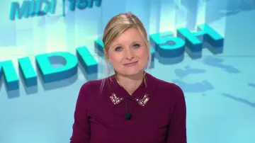 The collar sweater embellished with beads and sequins of Karine De Menonville in The midi/15h of the 18/09/2017 on BFMtv