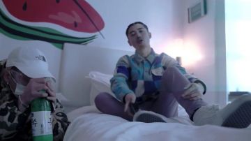 The pair of Vans Sk8 Hi leather ventilated white worn by Loota in the clip It G Ma by Keith Ape