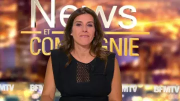 The black dress of Nathalie Levy in News and company on BFM tv 25/09/2017