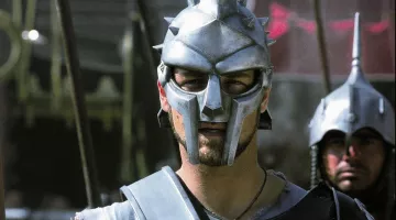 The helmet gladiator Maximus (Russell Crowe) in Gladiator