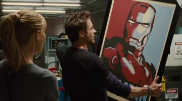 Le tableau de Shepard Fairey "Iron Man Art" de Tony Stark (Robert Downey Jr.) dans Iron Man 2