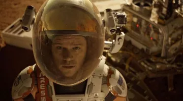 The GoPro on the helmet of Mark Watney (Matt Damon) in a Single on March