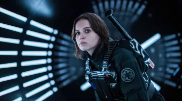 The crest on the jacket of Jyn Erso (Felicity Jones) in Rogue One
