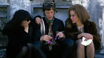 Chaqueta de cuero White Blue and Red Bands usada por Wyatt / Captain America (Peter Fonda) como se ve en la película Easy Rider