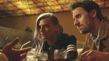 The jacket in "Easy Rider" of Tiger (Eliza Coupe) in Future Man season 1