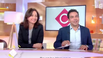 Le t-shirt gris garçonne de Marion Ruggieri dans C à vous du 12/10/2017