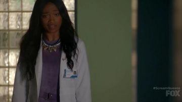 The authentic dress of purple velvet Celine of Zayday Williams (Keke Palmer) in Scream Queens S02E02
