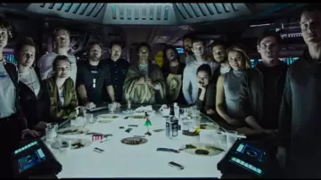 The figurine of dancer hawaiian with ukulele of the photo of the crew in Alien Covenant