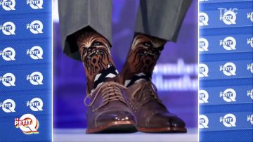 Calcetines Chewbacca de Justin Trudeau vistos en el programa del 16 de octubre de 2017