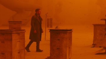 Sherpa Leather long coat worn by Officer K (Ryan Gosling) as seen in Blade Runner 2049 movie outfits