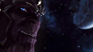 The purple mask of Thanos (Josh Brolin) in Guardians of the Galaxy