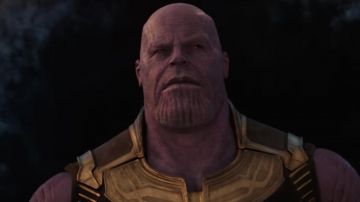 The prosthesis silicone purple of Thanos (Josh Brolin) in Avengers : Infinity War