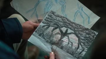 Le dessin de Will Byers (Noah Schnapp) du Monstre de l'ombre dans Stranger Things S02E02