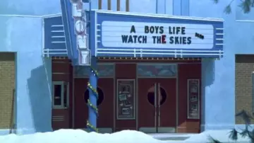 The film Watch the skies projected in a cinema in Kingston Falls in Gremlins