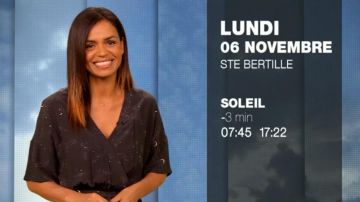 The printed dress by Laurence Roustandjee in The weather of M6 of 05/11/2017