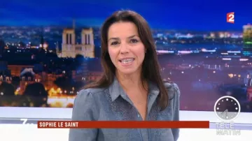 La chemise grise plastron ajouré de Sophie Le Saint dans Télématin du 09/11/2017
