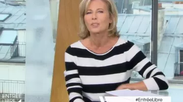 El jersey a rayas blanco y negro de Claire Chazal en Entrada gratuita del 25/10/2017