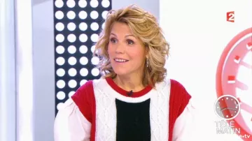 Le pull en laine torsadée de Laura Tenoudji dans Télématin du 14/11/2017