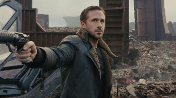Long Leather Coat with Sherpa collar worn by Officer K (Ryan Gosling) as seen in Blade Run­ner 2049