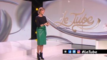 The skirt green leather Isabelle Ithurburu in The tube of the 25/11/2017