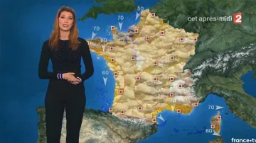 El cárdigan de chaleco perla de Chloe Nabedian en La Météo de France 2 de 01/12/2017
