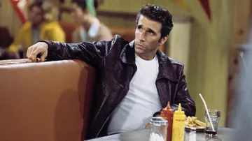 Leather Jacket worn by Fonzie (Henry Winkler) as seen in Happy Days TV series (Season 9 Episode 14)