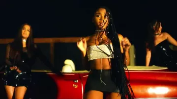 The bandeau top silver Normani Kordei in The clip Angel of Fifth Harmony