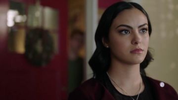 The cape plum coloured Ted Baker Veronica Lodge (Camila Mendes) in Riverdale S02E09