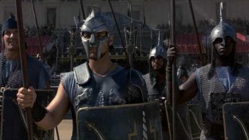 The replica of the helmet gladiator Maximus Decimus (Russell Crowe) in Gladiator