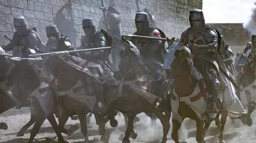Le casque médiéval de Templier dans Knightfall saison 1