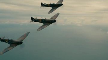 The replica of a plane Spitfire MKXVIII in Dunkirk