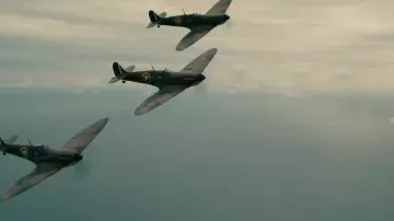 The replica of a plane Spitfire MKXVIII in Dunkirk