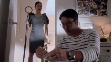 Tina Minoru's (Brittany Ishibashi) Opening Ceremony Grey Dress in Marvel's Runaways S01E02