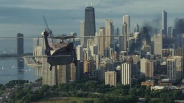 The view of Chicago in Rampage 2018