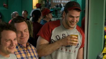 The jersey Red Sox white Jeff Bauman (Jake Gyllenhaal) in Fenway Park in  the movie Stronger