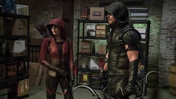 Red Leather Jacket worn by Thea Queen / Speedy (Willa Holland) as seen in Arrow S04E02