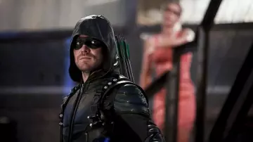 Hoodie Leather Jacket worn by Oliver Queen / Green Arrow (Stephen Amell) as seen in Arrow S05E02