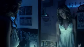 The white dress of Tree Gelbman (Jessica Rothe) in Happy Birthdead