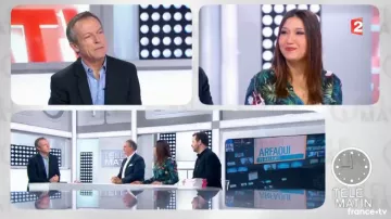 La robe imprimée de Anissa Arfaoui dans Télématin du 11/01/2018