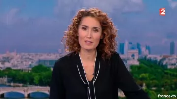 The blouse, a black neck tie of Marie-Sophie Lacarrau in The journal of 13h on France 2 of the 17/01/2018