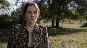 Alice + Olivia Veronika Pleated Flare Coat Worn by Letty Raines (Michelle Dockery) as seen in Good Behavior S01E01