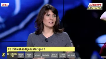 El suéter perla gris The Kooples de Estelle Denis en L'Équipe d'Estelle el 19 de enero de 2018