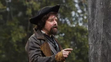 En détresse Manteau de Cuir, porté par Sam Swift (Rufus Tour) comme vu dans Doctor Who S09E06