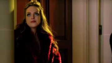 Fallon Carrington (Elizabeth Gillies) Red fur coat in Dynasty “A Well-Dressed Tarantula”